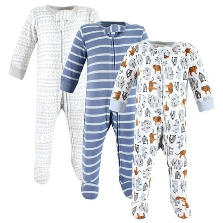 Touched by Nature Infant Boy Organic Cotton Sleep and Play, Boy Endangered Safari, Preemie