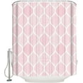 thumbnail image 3 of Polyester Fabric Pink Geometric Shower Curtain, Moroccan Modern Geometry Abstract Art, Waterproof Bathtub Curtain Bathroom Decor Set with Hooks 66 x 72 Inches,, 3 of 6