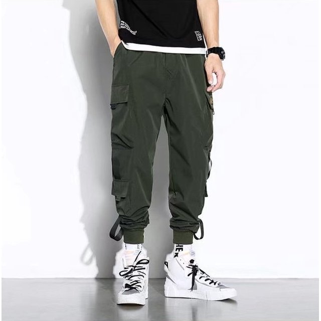 New Hong Kong Style Workwear Pants Men‘s Solid Color Versatile Loose Trendy Large Size Leggings