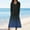 Blue, variant on Women's Long Sleeve Dress, V-Neck Midi Length Casual Dress, Stretchy Polyester Everyday Dress