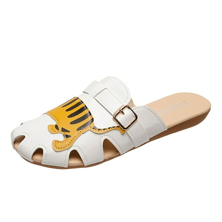 OJSFQUFP Womens Casual Shoes Women s Slip on Shoes Cartoon Pattern Metal Lock Accessories Soft Bottom Daily All Slippers Slip On Loafers for Women Yellow 38