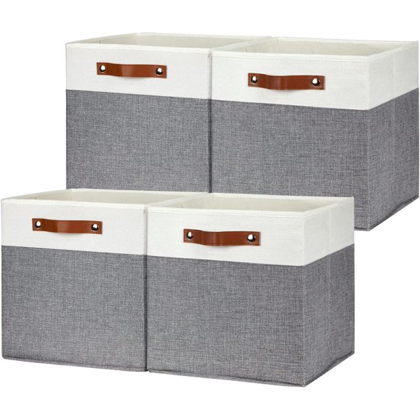 DULLEMELO 13x13 Storage Cubes Baskets 4 Pack Fabric Cube Storage Bins Large Storage Baskets with