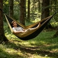 thumbnail image 5 of Outdoor Hammock, Portable Foldable Woven Swing Bed Single Double Size, Compact Packable Hammock for Camping Hiking Backyard Travel Black, 5 of 6