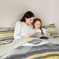 thumbnail image 5 of Feelyou Abstract Grey Yellow Queen Comforter Set for Men, Modern Art Striped Bedding Sets, Contemporary Aesthetic Reversible Bedding Comforter Set, Lightweight Room Decor, 3 Pieces, 5 of 8