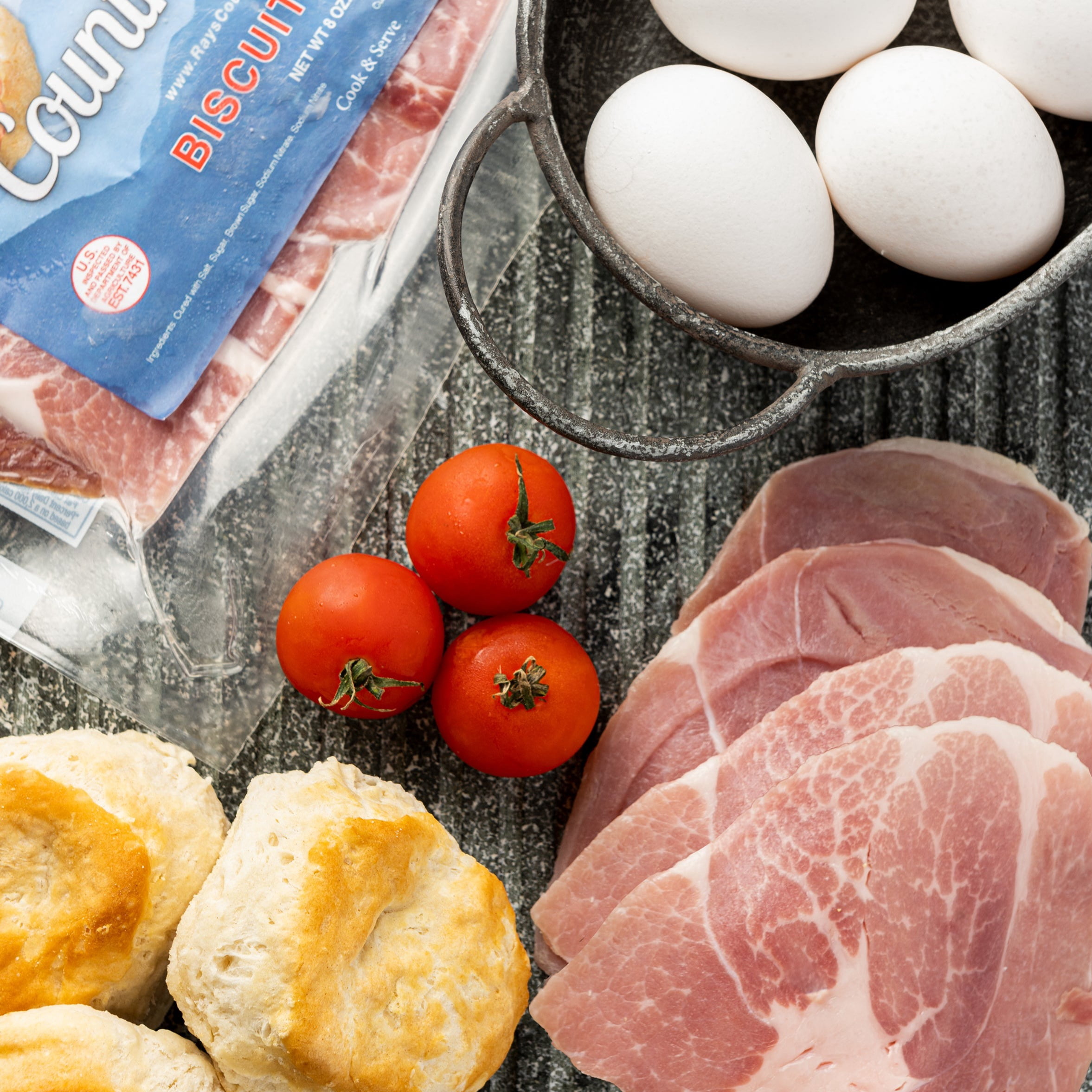 Rays Country Ham 1.5 lb Biscuit Cuts, Dry-Cured Sliced Ham, 3 Pack (8 oz Each), Vacuum-Sealed