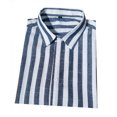 thumbnail image 3 of Mens Stripe Shirt Lapel Short Sleeve Dress Shirt Button-down Loose Blouse Tops, 3 of 4