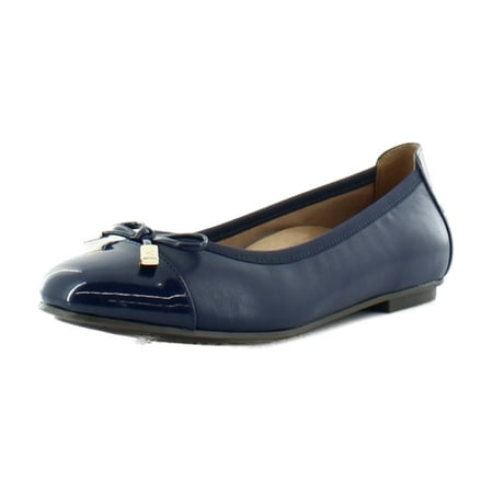 

Vionic Womens Minna Letaher Toe Cap Ballet Flats