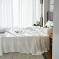 thumbnail image 5 of Simple&Opulence 100% Washed Linen Sheet Set-Natural French Flax Bed Sheet-4 Pcs Breathable,Ultra Soft,Farmhouse Bedding (1 Flat Sheet,1 Fitted Sheet,2 Pillowcases) with Lace Hemstitch-White, King, 5 of 6