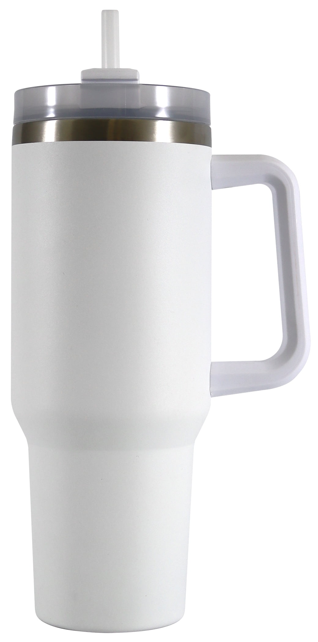 (2 pack) Mainstays 40 oz Stainless Steel Tumbler with Straw and Handle, Double Wall Insulated, White