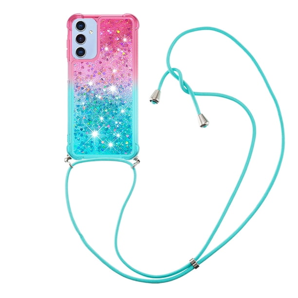 Funda para Samsung Galaxy A25 5G Brillantina Líquida Divertida Reluciente y con Cristales en Movimiento Cuerpo Cruzado con Cordón Ajustable
