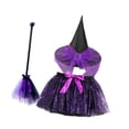 thumbnail image 2 of Disfraz de bruja de Halloween para niñas, disfraz de festival, falda, sombrero y escoba. L, 2 of 8