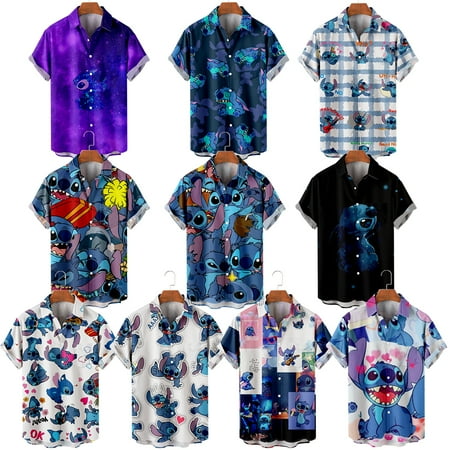 

MLFU Plus Size Stitch Short Sleeve Button Down Aloha Beach Shirt Loose Fit Breast Pocket Tee Shirts Relaxed-Fit Blouses for Boys 5-14 Years