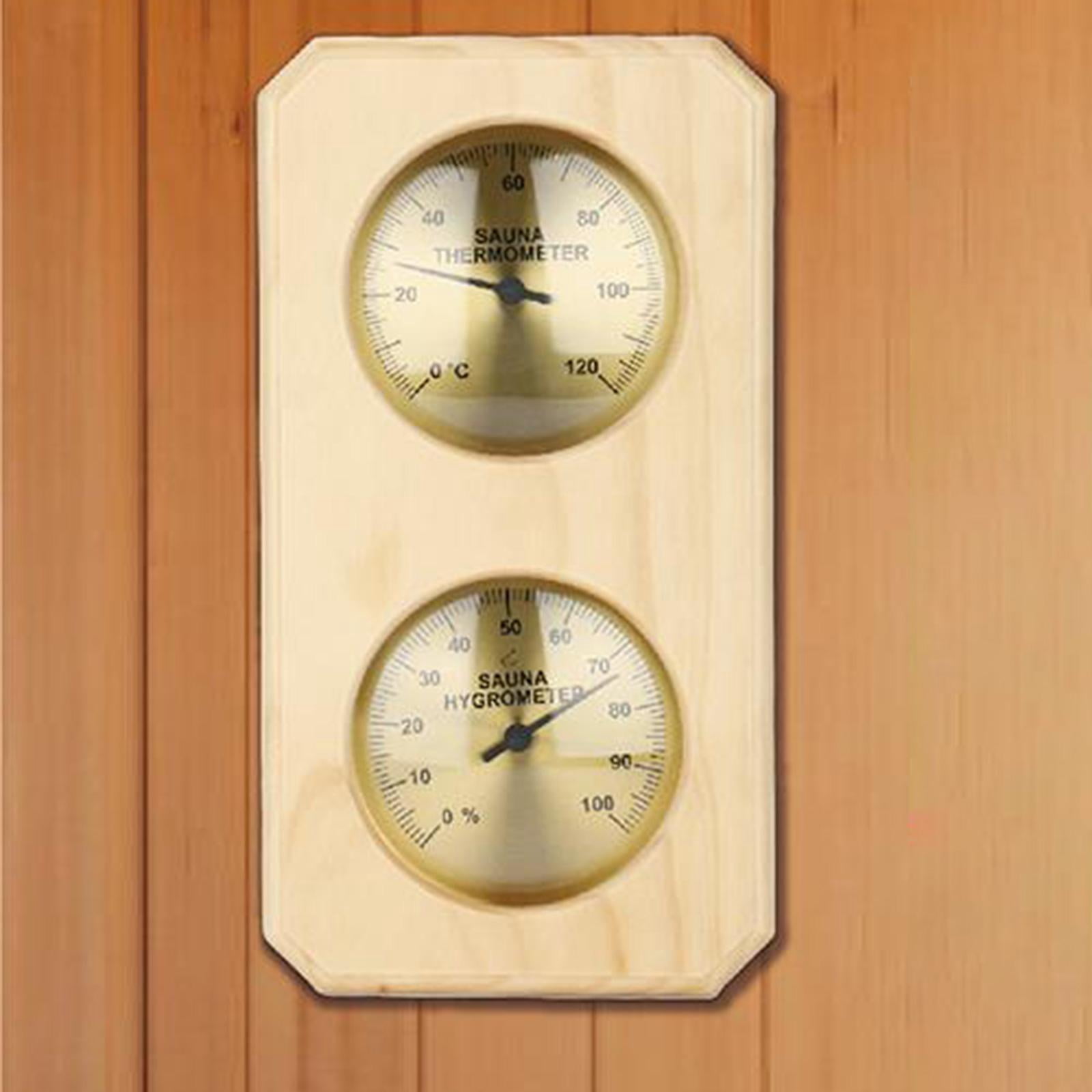 Nishiyuenyi Hygrometer Wooden Thermometer, Sauna Hygrothermograph Gauge Humidity Temperature Vertical