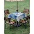 thumbnail image 4 of Outdoor Tablecloth with Umbrella Hole for Patio/Picnic/Party/Camping, Abstract Blue Waterproof Table Cloth Square Cover Washable, Modern Simple Painting Art (60"x 60"), 4 of 9