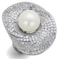 thumbnail image 1 of Alamode 3W1082-7 Femmes Bague en Laiton Rhodié avec Synthétique en Blanc - Taille 7, 1 of 1