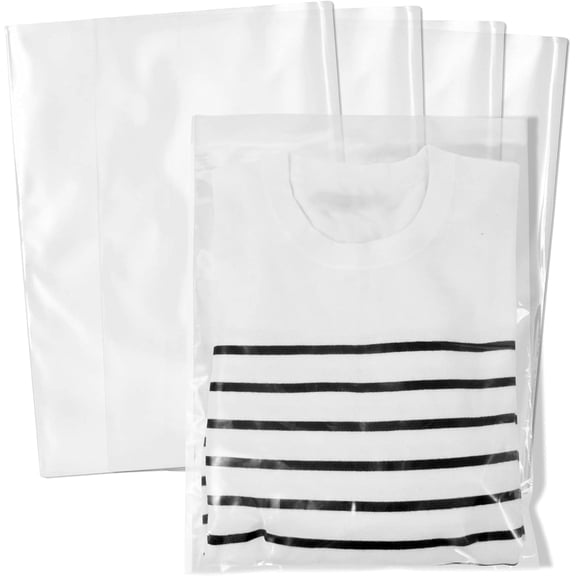 MMBM 1 Mil Clear Flat Poly Bags 1000 Pcs for Clothes & Shirts Open Top Plastic Packaging BAGS OF 12"x18" Size