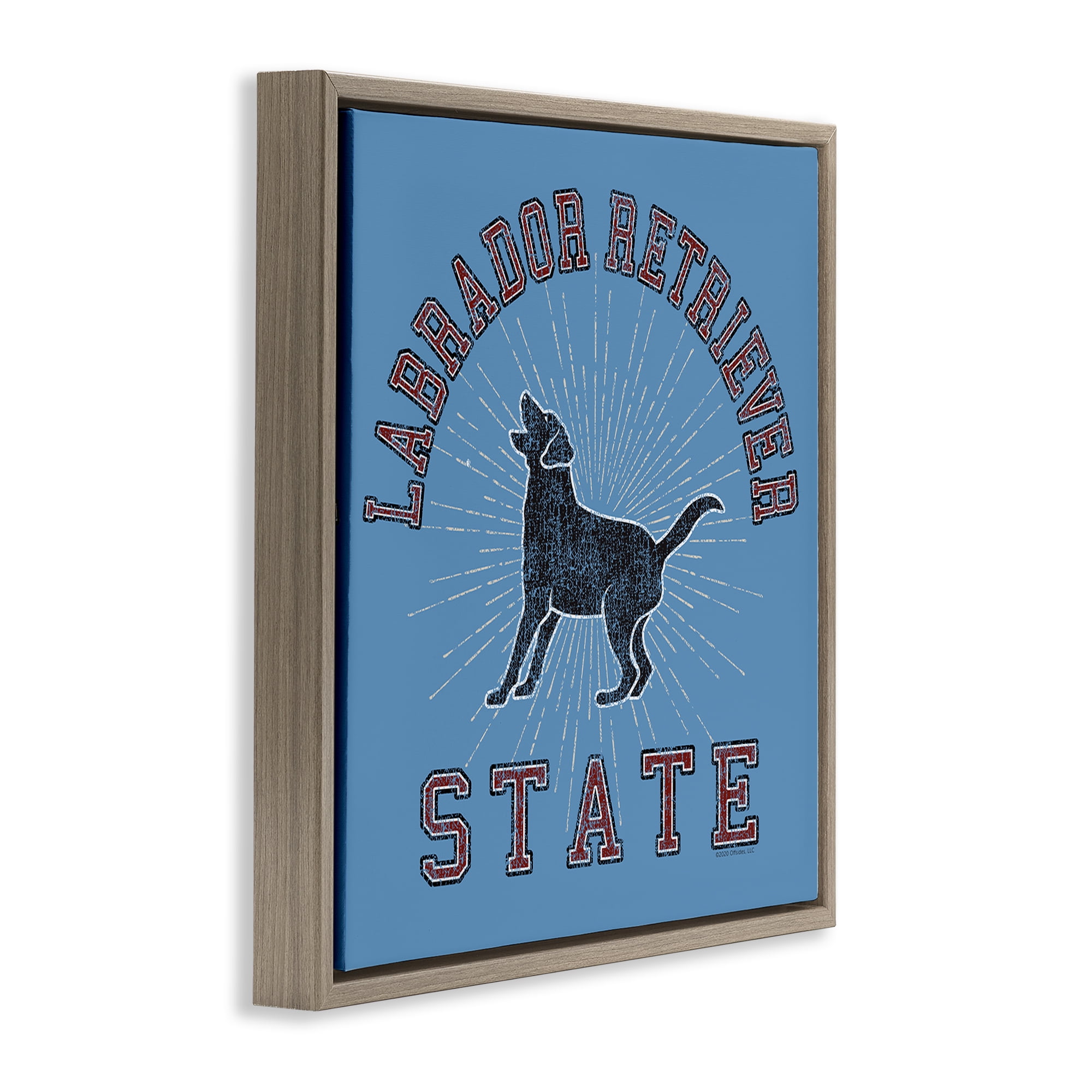 Stupell Industries Varsity Labrador State Novelty & Humor Painting Brown Floater Framed Canvas Art Print Wall Art, 25 x 25