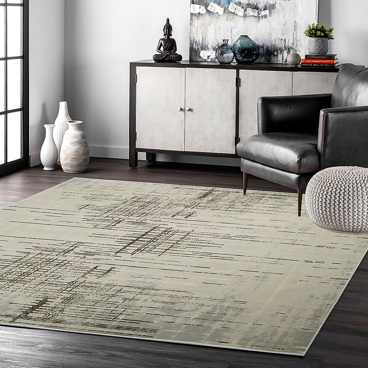 Affordable Modern Grey Rugs Small Large Geometric Rug Non Shed Living Room Mats 