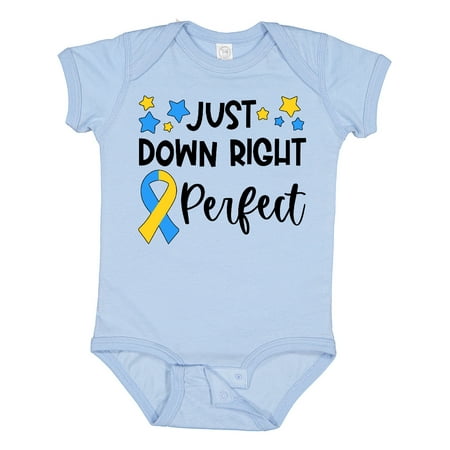 

Inktastic Just Down RIght Perfect Down Syndrome Awareness Ribbon Gift Baby Boy or Baby Girl Bodysuit