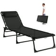 thumbnail image 1 of Outsunny Chaise Longue de Plage Portative - Ensemble de 1, Noire, 1 of 10