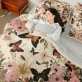 thumbnail image 4 of Homewish Teenagers Girls Gradient Flying Butterflies Bedding Comforter Set 7-Piece,Chic Floral Flowers King Bedding Sets,Vintage Aesthetic Ultra Soft Bed Sheets,Lightweight Room Decor,Reversible, 4 of 8