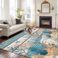 thumbnail image 2 of 5'x7' Area Rugs, Vintage Blue Coastal Indoor Outdoor Area Rug for Living Room Bedroom, Summer Beach Starfish Shell Coral Nautical Washable Bathroom Rugs Kitchen Floor Carpet Mats Home Decor Aesthetic, 2 of 8