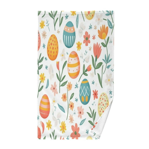 Yayeee 100% Cotton Hand Towels for Bathroom 16" x 28" Soft Absorbent Kitchen Towel, Floral Easter Eggs