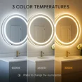 thumbnail image 2 of Espejo Redondo LED de Pared 60cm Táctil Tricolor Baño Moderno, 2 of 7