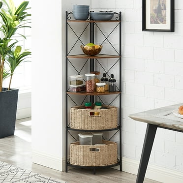 55" H x 15" W Steel Corner Bookcase