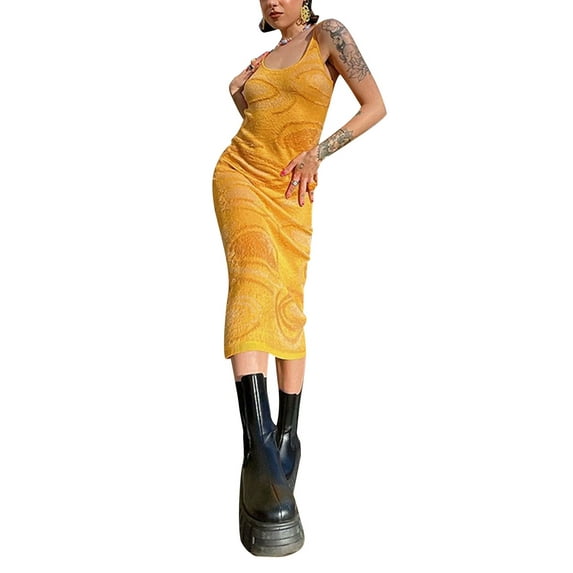 KOMOO Women Color Block Slip Dress Sleeveless Spaghetti Strap Slim Dress U Neck Sunndress Plus Size