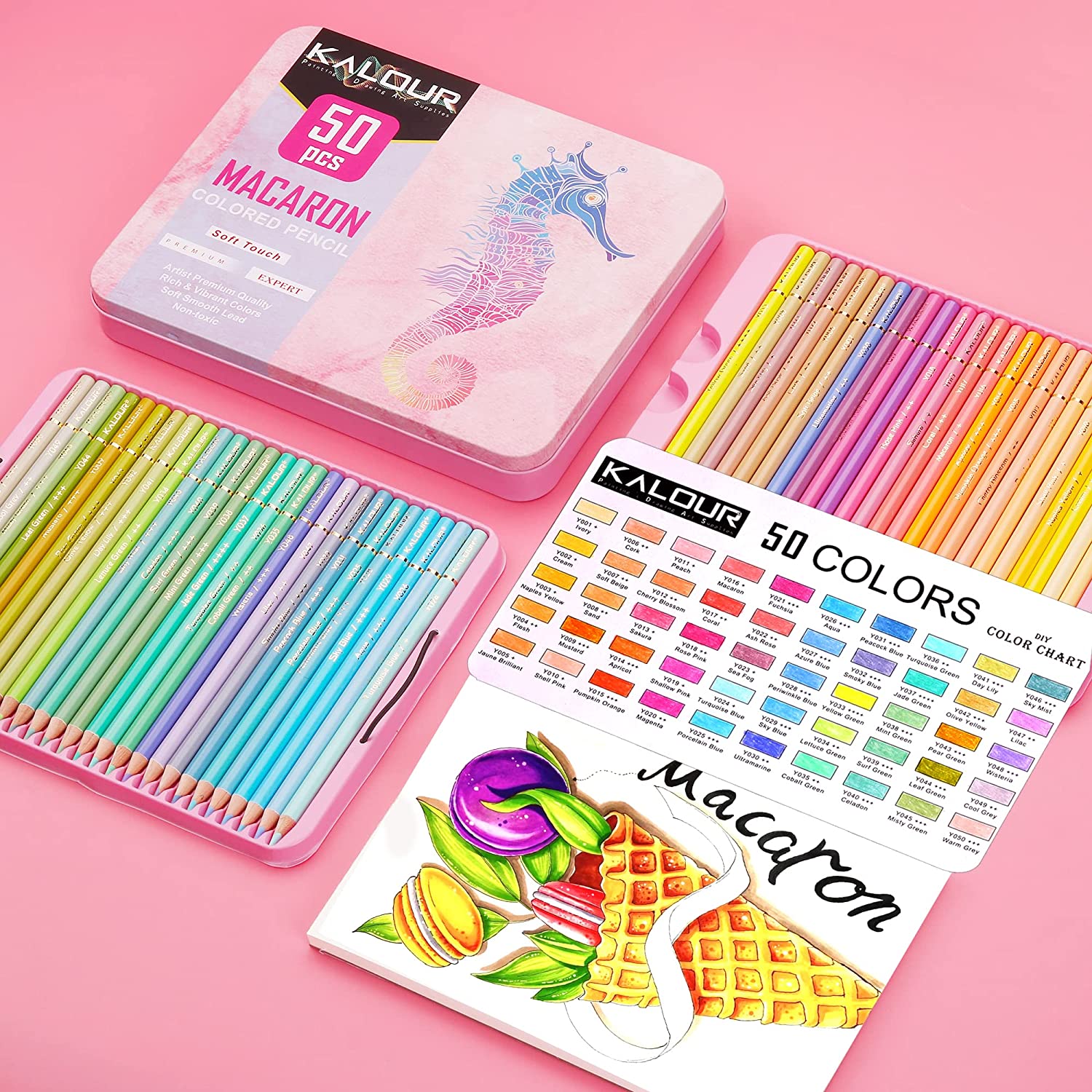 Macaron Pastel Colored Pencils,Set of 50 Colors,Artists Soft Core,Ideal for Drawing Sketching Shading,Coloring Pencils for Adults Kids Beginners