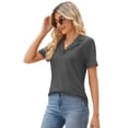 thumbnail image 2 of Rosvigor Womens Tops Short Sleeve Polo Shirts for Women V Neck Blouses Summer Tunics Shirts with Collar, 2 of 7