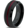 thumbnail image 1 of P. Manoukian Tungsten Wedding Band Ring 8mm for Men Women Red Black Beveled Edge Brushed Polished Center Line Lifetime Guarantee Size 9.5, 1 of 4