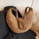 thumbnail image 5 of Bolso tejido de paja de media luna para mujer bolso tejido a la moda bolso cruzado hecho a mano de gran capacidad correa ajustable para compras de viaje, 5 of 9