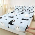 thumbnail image 3 of Feelyou Funny Black Cat Queen Sheet Sets for Teens, Kawaii Kitten Animal Flat Sheet, Cartoon Cute Ghost Queen Fitted Sheet, Super Cozy Room Decor, 4pcs, 3 of 7