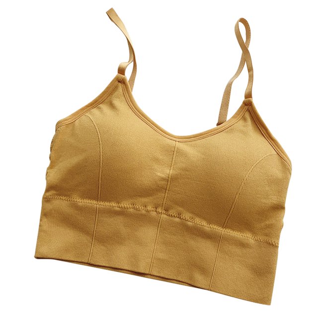 Qarigey Mujeres Sexy Crop Tops Tube Top Sujetador sin costuras Lencería deportiva Elástico Push Up Sports Bralette Tank Ropa interior amarillo Qarigey AP000318-02