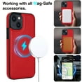 thumbnail image 7 of for iPhone 15 Back Case, Litchi Texture PU Leather Phone Cover with TPU Frame Ultra-Stylish Magsafe Compatible and Shockproof Drop Protection Case Cover for iPhone 15,Red, 7 of 7