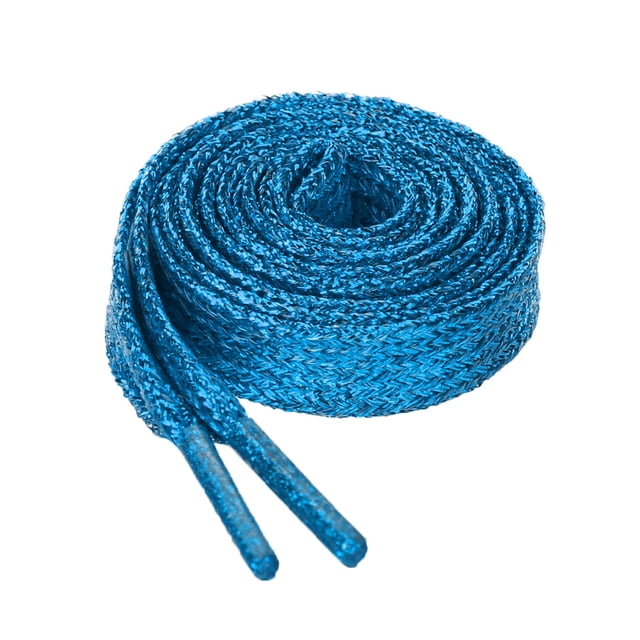 Cordones De Zapatos Brillo Metálico Brillante Cuerdas Planas Con Purpurina Para Zapatillas Azul 80cm/31.50