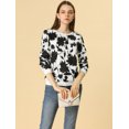 thumbnail image 2 of Allegra K Sudadera Casual Floral Cuello Redondo Blusa Top Estampado De Manga Larga Para Mujeres Blanco M Unique Bargains Blusa, 2 of 6