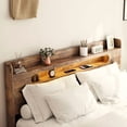 thumbnail image 3 of Bed Frame Full Size, Wood Platform Bed Frame with Storage LED Light Headboard and 2 USB , Noise Free,No Box Spring Needed and Easy Assembly Tool,Large Under Bed Storage,Dark Brown, 3 of 4