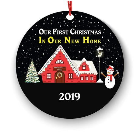 Wendana First Christmas in Our New Home Ornament Housewarming Bridal Shower Wedding House Homeowner 1st Holiday New Property Casa Villa Mansion Buyer Owner Broker Snow