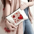 thumbnail image 4 of Pratyus Pink Love Hearts Flower Romance Tote Bag Cosmetic Bag for Women Travel Essentials Ladies Accessories White, 4 of 6