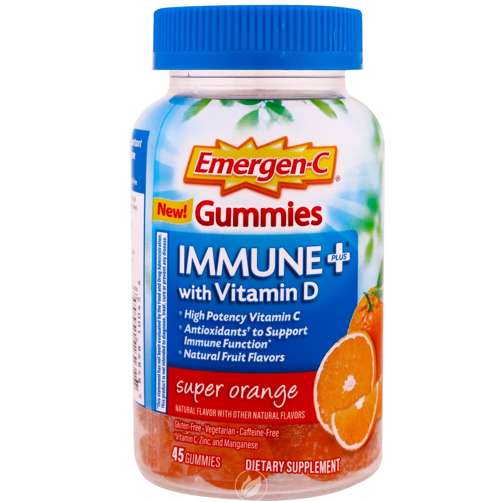 EmergenC Immune+ with Vitamin D Gummies Super Orange 45ct, Pack of