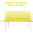 thumbnail image 2 of 4 Foot Folding Table, Portable Heavy Duty Plastic Camping Desk, Indoor&Outdoor Maximum Weight 135KG Picnic Table for Party Camp Dining, Yellow, 2 of 7