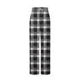 thumbnail image 4 of miqiqism Womens Pajama Pants Plaid Stretch Comfy Lounge Pant Drawstring Sleep Bottoms with Pockets Loose Straight Leg Pants Waist Elastic Trousers Pj Pant,Black,X-Large, 4 of 4