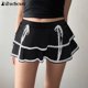 thumbnail image 2 of Falda plisada de encaje de doble capa con cintura alta elástica, estilo coreano, estilo acampanado, minifaldas kawaii de verano para mujer., 2 of 6