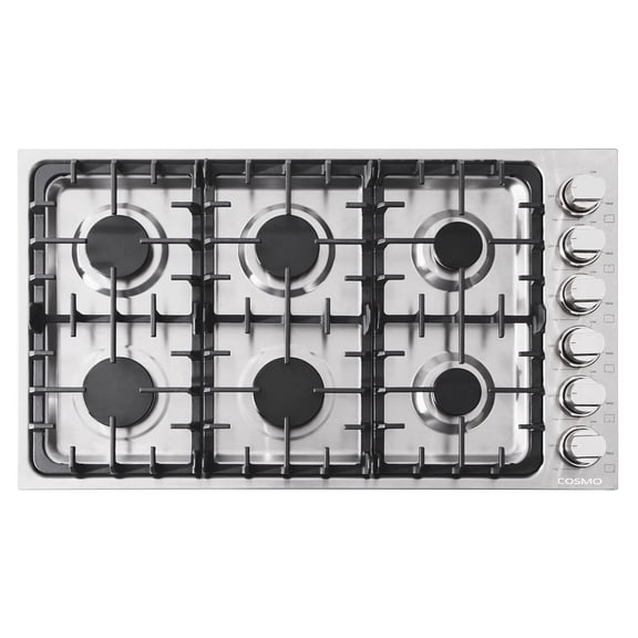 Gas Cooktop with 6 Sealed Italian Made Burners in Stainless Steel