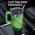 thumbnail image 6 of 40 oz Tumbler with Handle and Straw Lid | Vacuum Insulated Leak Proof Tumbler | Stainless Steel Water Bottle Cup Gifts for Dads Moms Women Men Him Her | Green Marble, 6 of 6