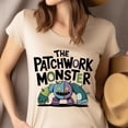 thumbnail image 2 of Patchwork Monster Halloween Shirt, Colorful Cartoon Monster Graphic Tee, Black, Size S, 2 of 6