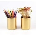 thumbnail image 3 of Pencil Cup Holder Desk Organizer, Gold Pen Pot Pen Holder Container Desktop Stationery Organizer Table Vases Flower Pot Makeup Brush Holder,Stainless Steel,Gold, 3 of 6